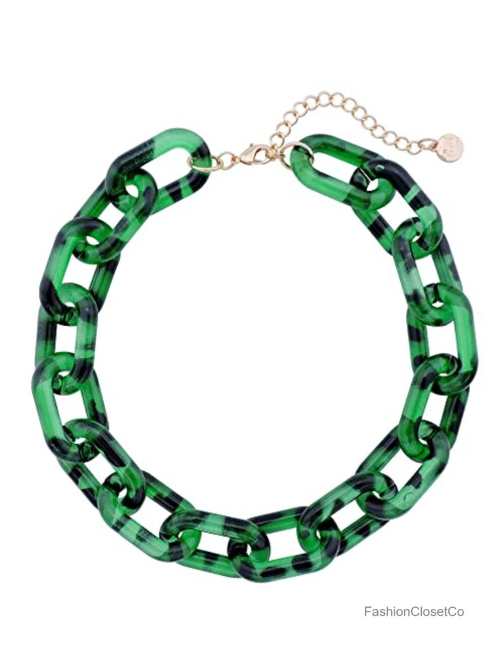 Chunky Acrylic Oval Link Chain Choker Necklace Adjustable 17.5''